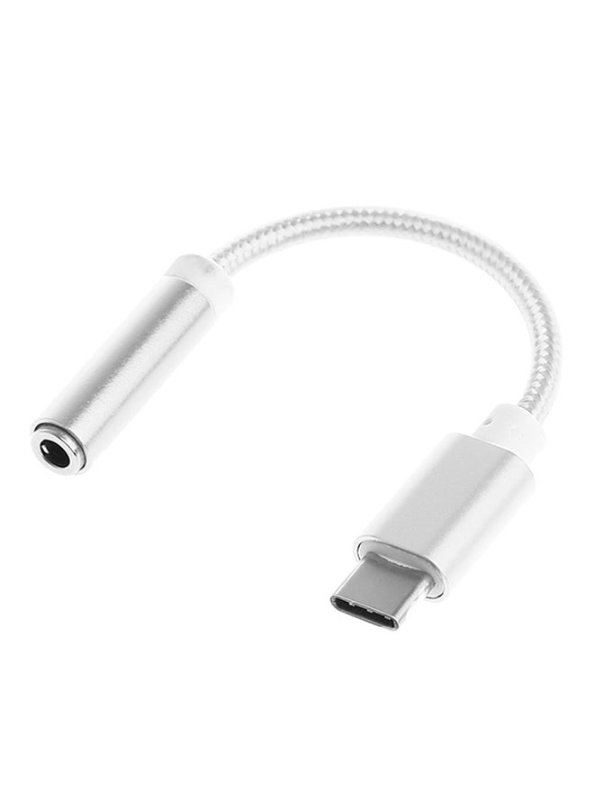 Voberry 3.5mm To Type-C Audio Adapter Cable Silver/White