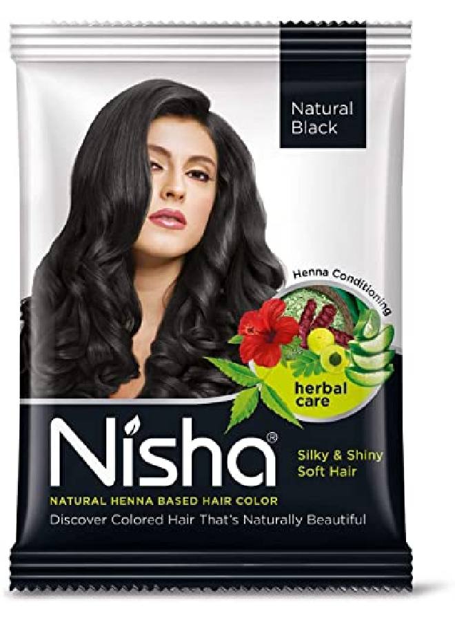 Nisha Natural Black Hair Color Dye Henna Based Black Dye Henna For Hair Men Women Hair Color Black Henna Powder Hair Color Dye Black Without Ammonia 10Gm Pack Of 10 - Image 1