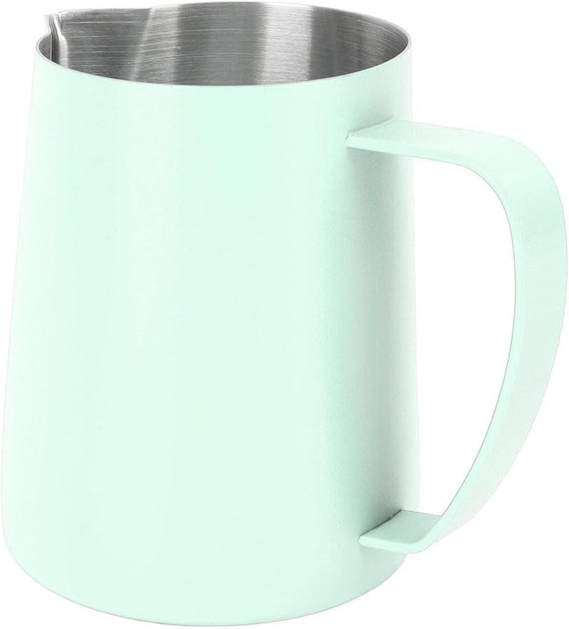 Pwshymi 480ML إبريق فوم الحليب الفولاذ المقاوم للصدأ مع مقياس داخلي لفن اللاتيه باللون الأخضر - Image 1