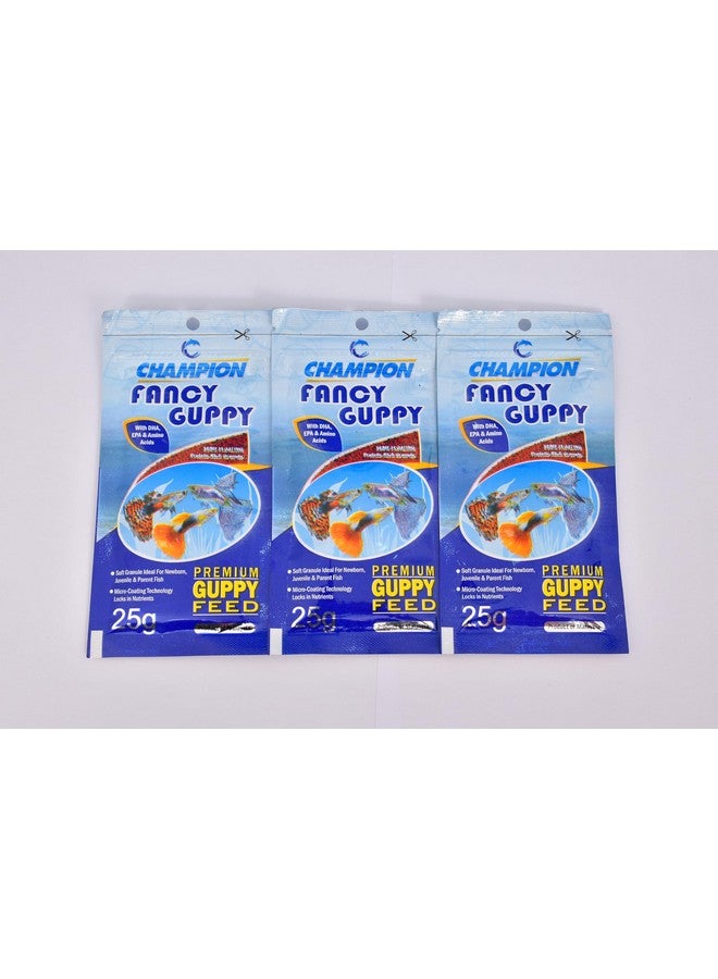Champion Guppy Food, 3 x 25g Packs, Fancy Fish Nutrition - Image 1