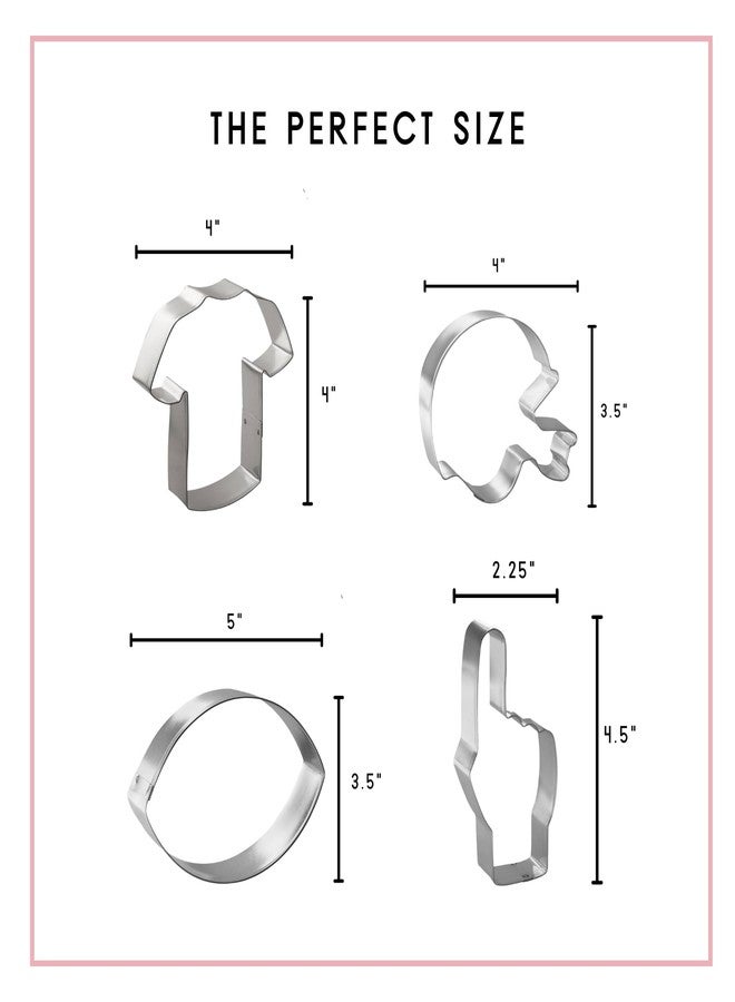Foose Football Cookie Cutter Set 4 Pc - Cookie Cutters - USA Tin Plated Steel - Image 2