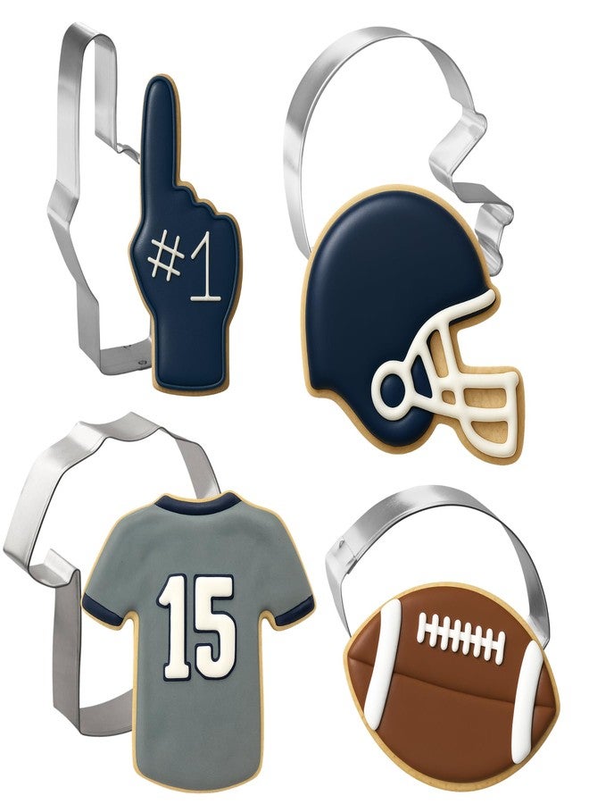 Foose Football Cookie Cutter Set 4 Pc - Cookie Cutters - USA Tin Plated Steel - Image 1