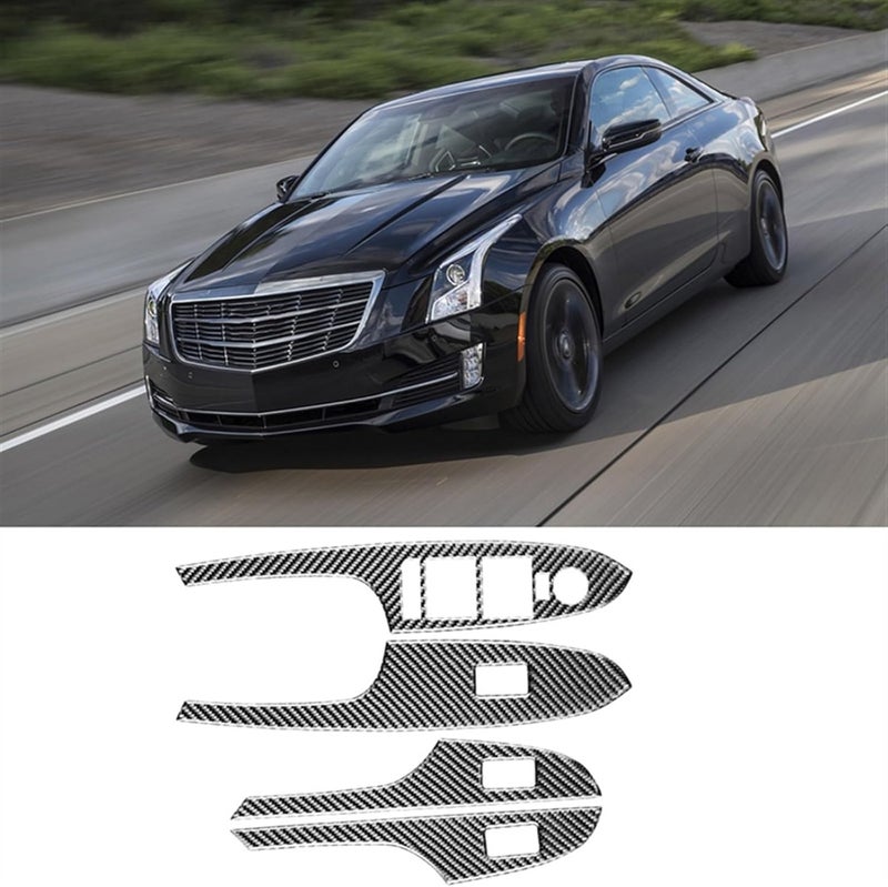 Yurefax Carbon Fiber Window Lift Switch Panel Cover Trim for Cadillac ATS - Image 4