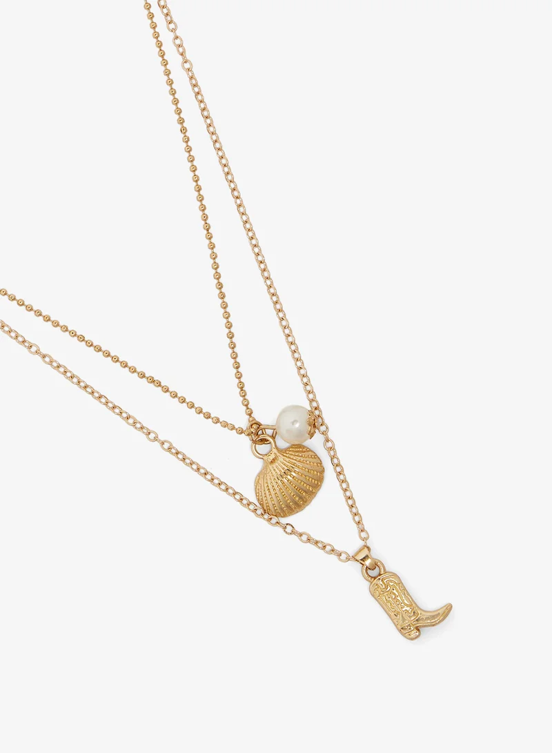 Ginger Chain Link Multi Charm Necklace