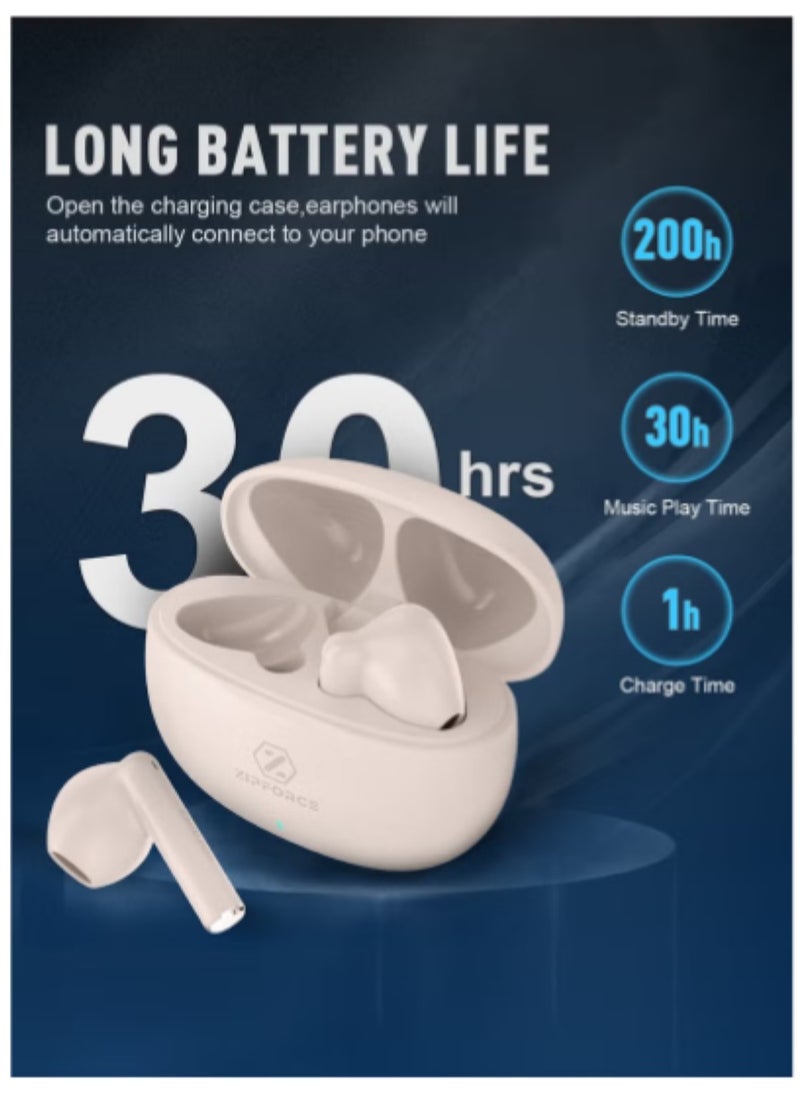 ZIPFORCE - ZIPFORCE True Wireless Earbuds, In-Ear Bluetooth 5.3 Headphones 4-Mics ENC Clear Call, Bluetooth Earbuds Touch Control, IPX6 Waterproof TWS, Light-Weight Earphones - Image 1