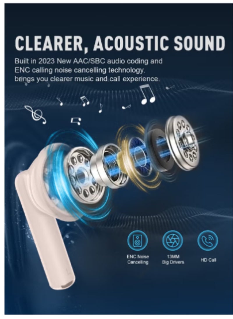 ZIPFORCE - ZIPFORCE True Wireless Earbuds, In-Ear Bluetooth 5.3 Headphones 4-Mics ENC Clear Call, Bluetooth Earbuds Touch Control, IPX6 Waterproof TWS, Light-Weight Earphones - Image 1