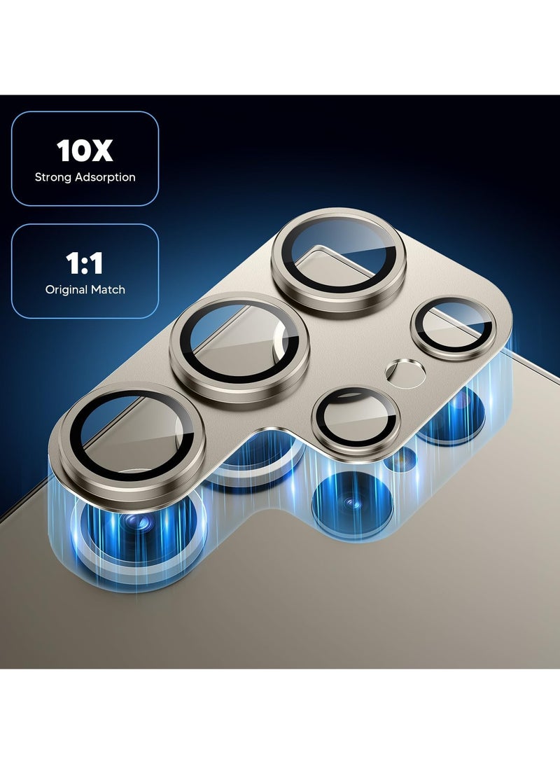 For Samsung Galaxy S25 Ultra Camera Lens Protector,[Full Protection] HD Tempered Glass Screen Protector with Alloy Metal Ring Camera Cover Accessories for Galaxy S25 Ultra (Titanium)  - Image 3