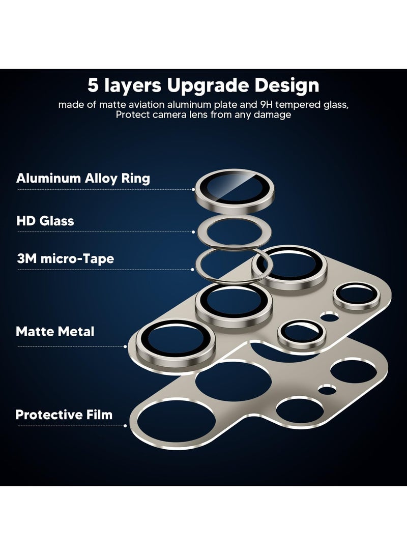 For Samsung Galaxy S25 Ultra Camera Lens Protector,[Full Protection] HD Tempered Glass Screen Protector with Alloy Metal Ring Camera Cover Accessories for Galaxy S25 Ultra (Titanium)  - Image 4