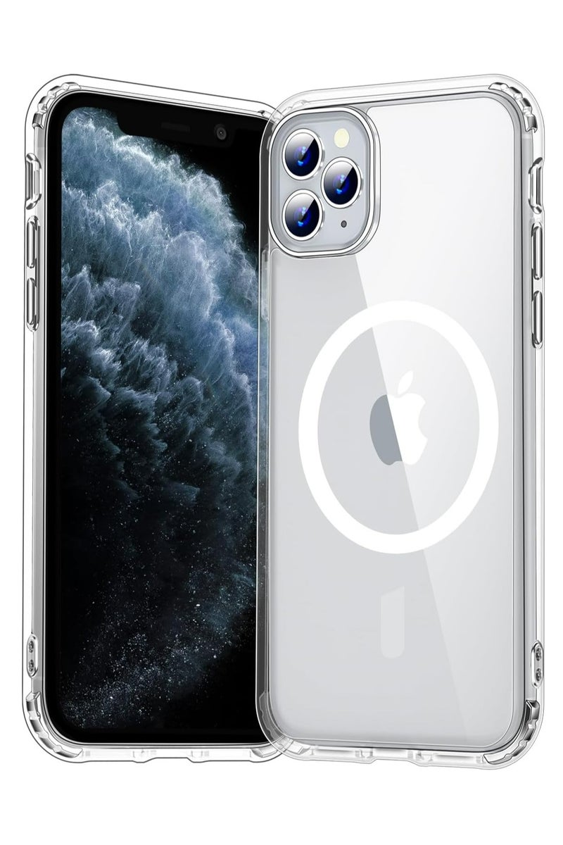 DUSALA iPhone 11 Pro Max Clear Magnetic Cover MagSafe Compatible Hybrid Protective Crystal Clear Hard Back Case Shockproof Silicone Frame Slim Transparent Case for Apple iPhone 11 Pro Max - Image 1