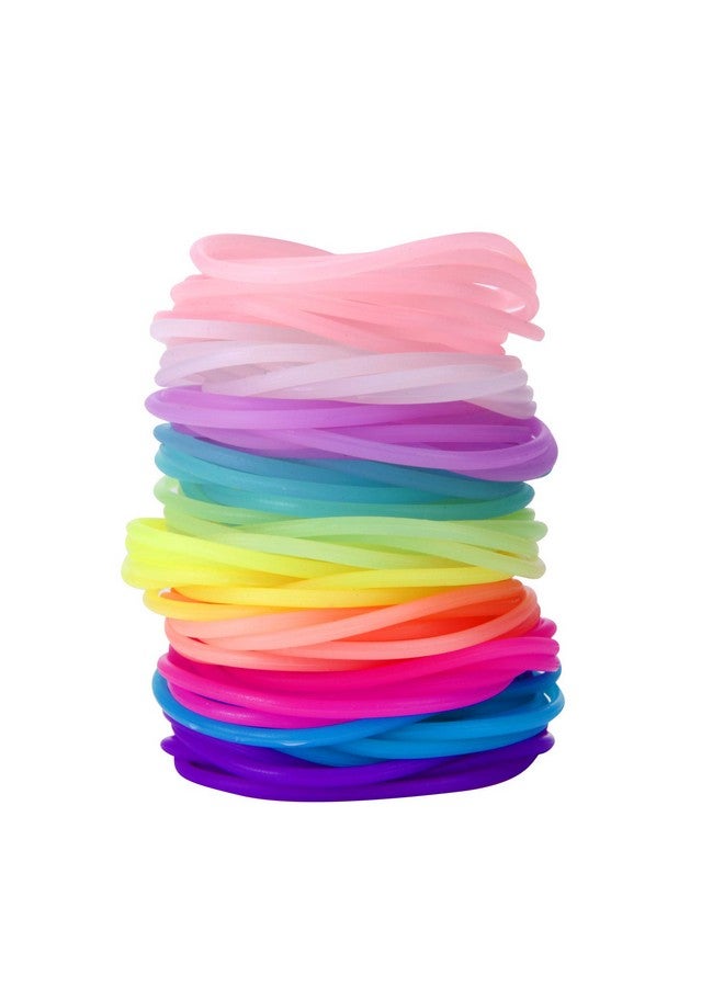 Senkary 120 Pieces Silicone Jelly Bracelets Rainbow Glow Neon Stretchable 80s Bracelets Bands Hair Ties for Party Favors, Adults, Women (10 Colors) - Image 1