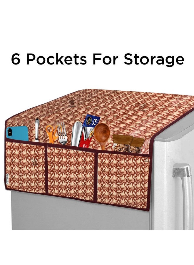 E-Retailer E-Retailer® Exclusive 3-Layered PVC Combo Set of Appliances Cover (1 Pc. of Fridge Top Cover, 3 Pc Handle Cover and 1 Pc. of Microwave Oven Top Cover) (Color-Brown Printed, Set Contains-5 Pcs.) - Image 2