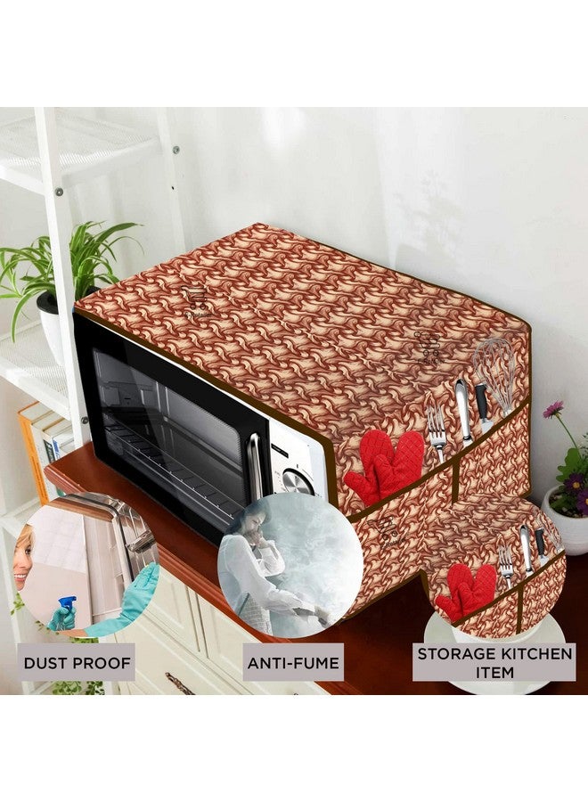 E-Retailer E-Retailer® Exclusive 3-Layered PVC Combo Set of Appliances Cover (1 Pc. of Fridge Top Cover, 3 Pc Handle Cover and 1 Pc. of Microwave Oven Top Cover) (Color-Brown Printed, Set Contains-5 Pcs.) - Image 5