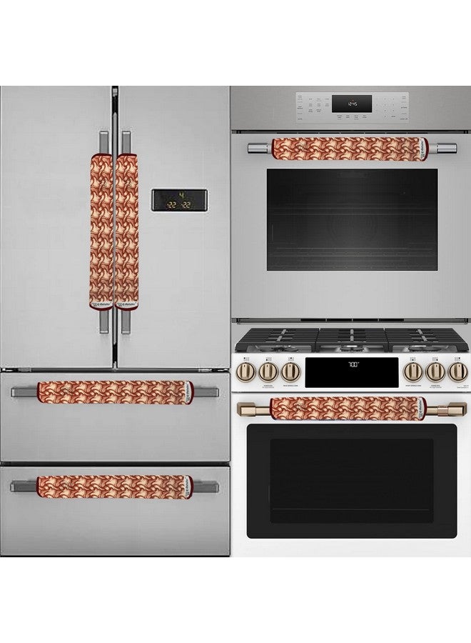 E-Retailer E-Retailer® Exclusive 3-Layered PVC Combo Set of Appliances Cover (1 Pc. of Fridge Top Cover, 3 Pc Handle Cover and 1 Pc. of Microwave Oven Top Cover) (Color-Brown Printed, Set Contains-5 Pcs.) - Image 3