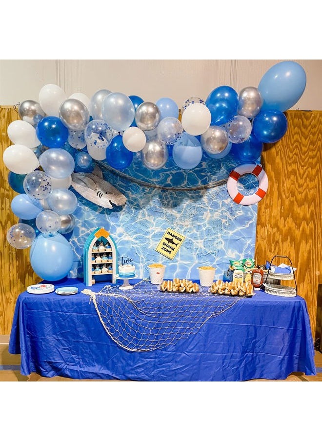Isndare - Blue Balloon Garland Arch Kit Royal Blue and Baby Blue White Chrome Silver Balloons Pearl Dark Blue and Light Blue Confetti Latex Balloons for Kids Ocean Sea Birthday Party Decoration Baby Shower - Image 1