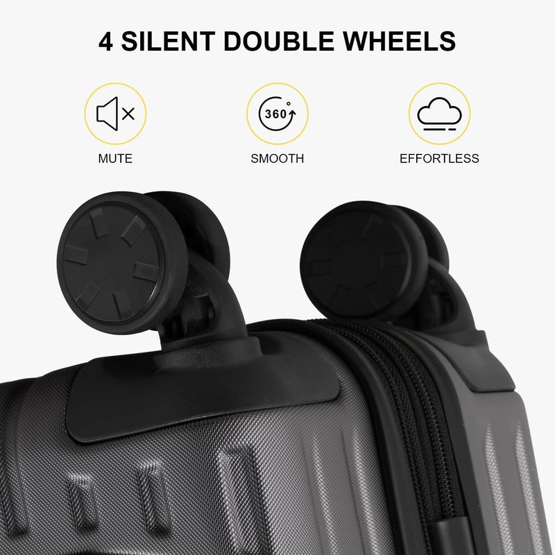 LEVEL8 Grace Carry on Luggage 22x14x9 Airline Approved, 20 Inch Hard Shell Suitcases with Spinner Wheels, Abs+Pc Hard Case Luggages with Tsa Lock, Travel bag for Women Men, Grey - Image 4