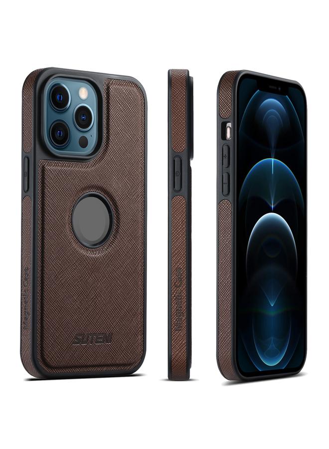 Suteni Case For iPhone 12 Pro Max G1 Cross Texture MagSafe Phone Case - Image 1