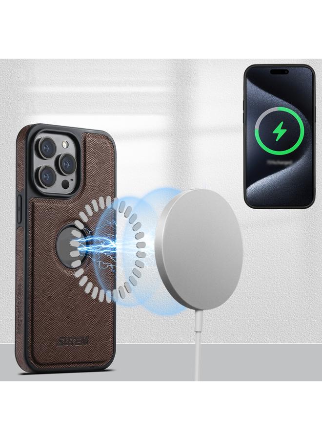 Suteni Case For iPhone 12 Pro Max G1 Cross Texture MagSafe Phone Case - Image 5