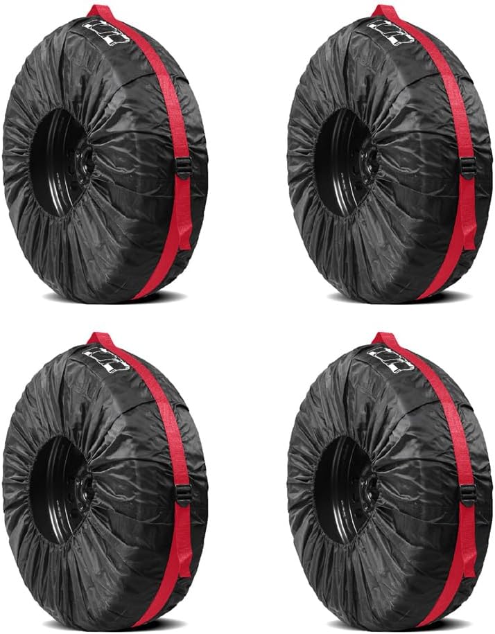 Eacam Tire Covers Set of 4, Waterproof Anti-UV Sun Rain Tire Covers,Tough Tire Wheel Protector for Trailers, RV, SUV, Truck, Fits 19-23Inch Tire Diameter - Image 1