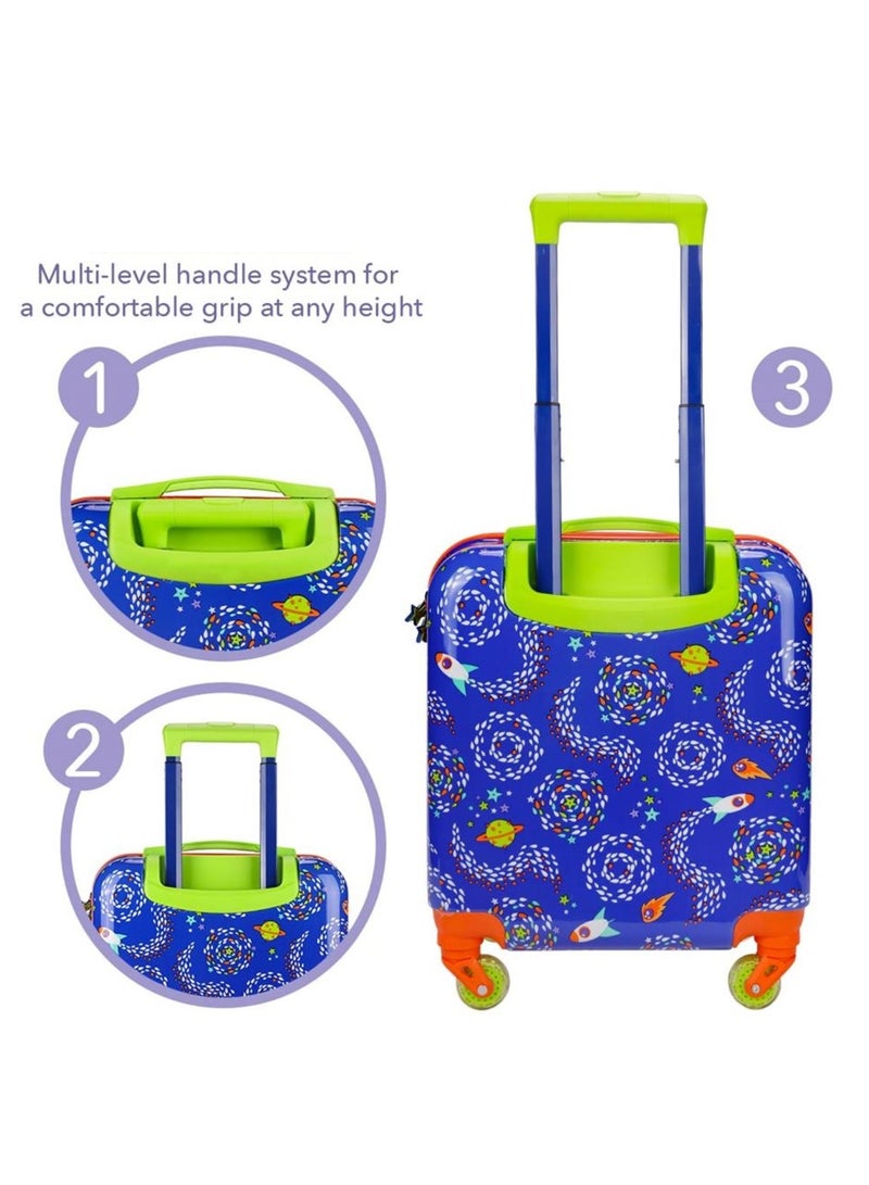 Milk & Moo Travel Luggage for Kids, 18-inch Carry-On Luggage, Kid's Luggage Trolley with 360° Glowing Light-Up Wheels, Adjustable Handle, Kids-Friendly Sized Cabin Suitcase with Name Tag - Image 4