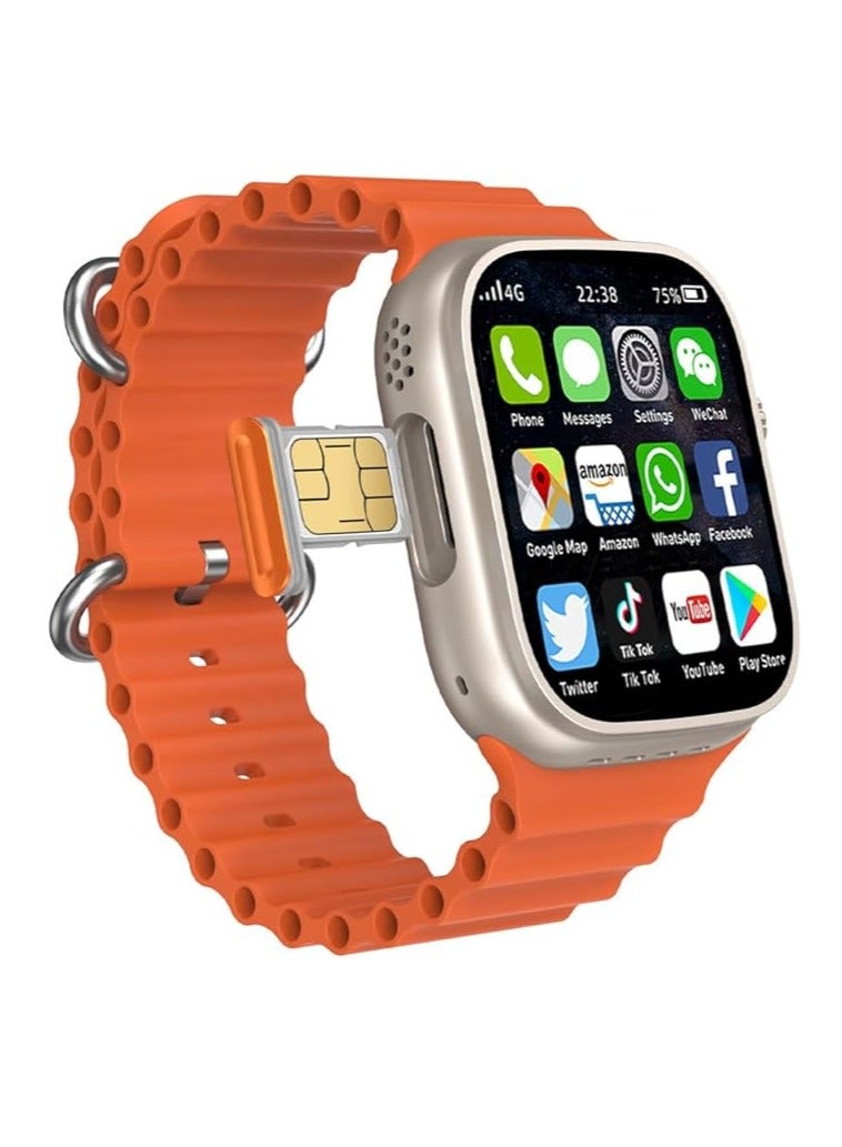 modio Modeo 4G Ultra Max Smart Watch 2.2" HD 3 Pairs Bracelet with SIM Card Support for Mobile with Google Play Support for All Apps 64 GB - Image 1