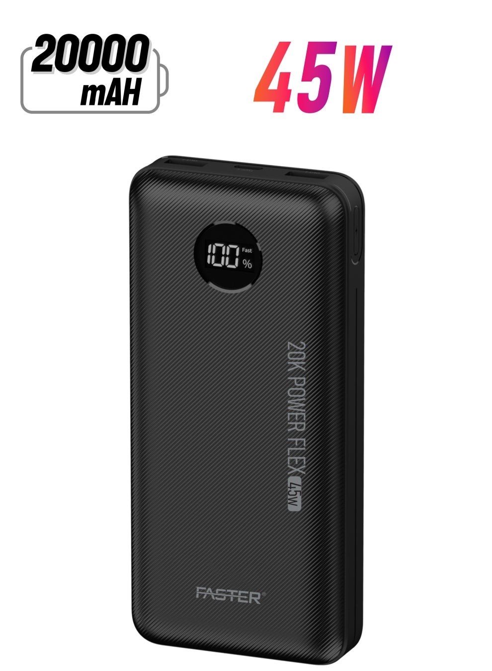 Faster 20000 mAh Power Bank - 45W PD Fast Charging Portable Charger - Laptop Mobile Charger Portable with 2 USB A Ports & 1 USB C Port - Battery Pack For Laptop MacBook Dell iPhone Samsung - Compact Powerbank with Digital Display