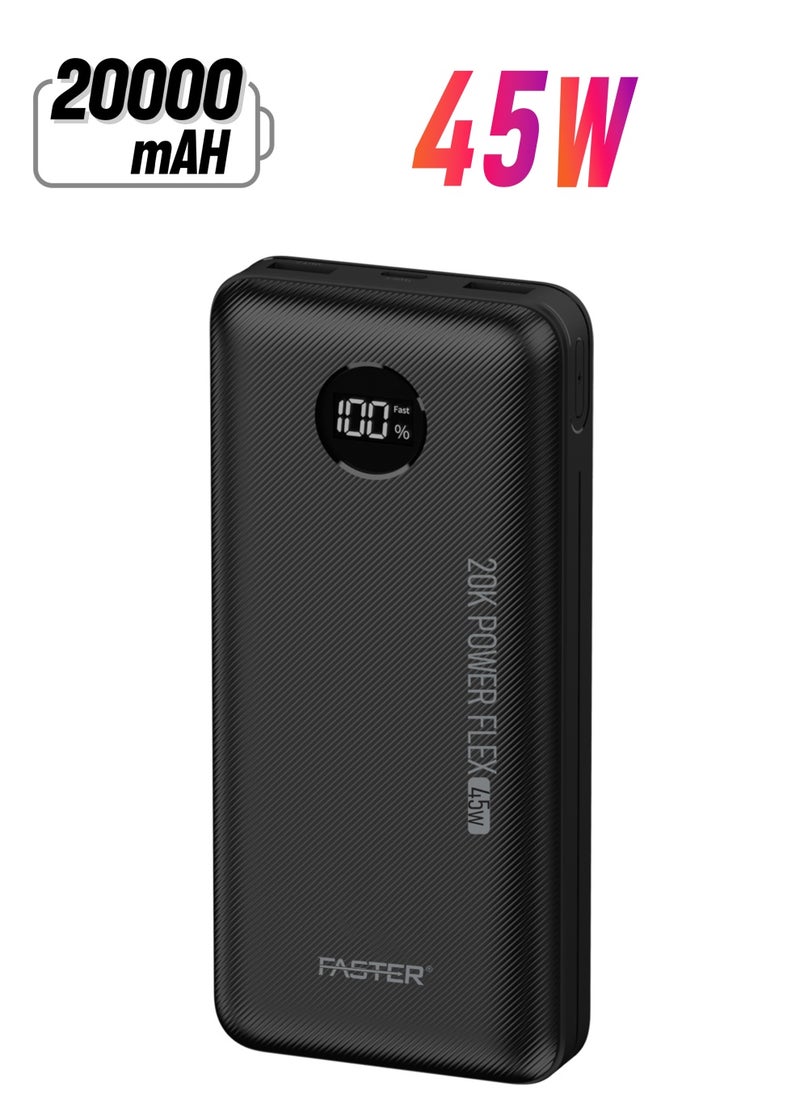 Faster 20000 mAh Power Bank - 45W PD Fast Charging Portable Charger - Laptop Mobile Charger Portable with 2 USB A Ports & 1 USB C Port - Battery Pack For Laptop MacBook Dell iPhone Samsung - Compact Powerbank with Digital Display  - Image 1