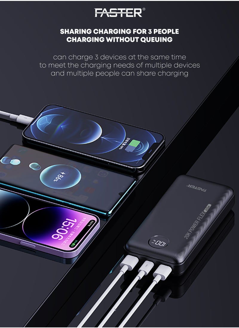 Faster 20000 mAh Power Bank - 45W PD Fast Charging Portable Charger - Laptop Mobile Charger Portable with 2 USB A Ports & 1 USB C Port - Battery Pack For Laptop MacBook Dell iPhone Samsung - Compact Powerbank with Digital Display  - Image 3