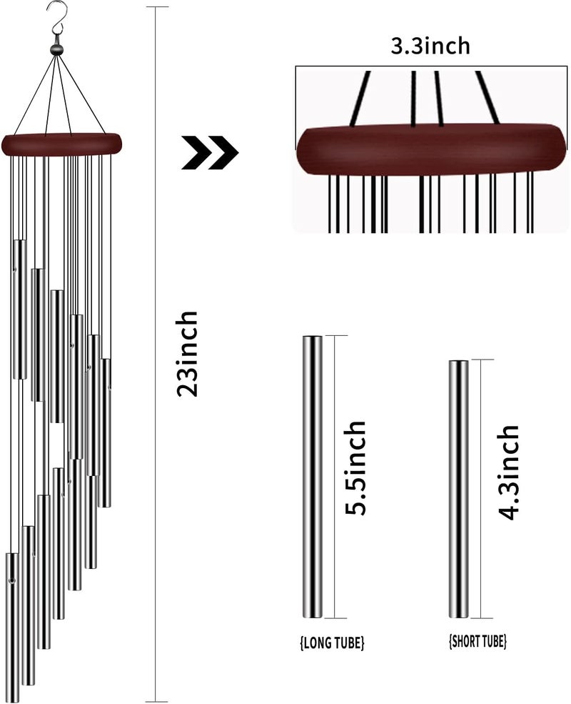 tujol Wind Chimes for Outside, Sympathy Wind Chimes Outdoor Clearance with 12 Aluminum Alloy Tubes and Hook, Memorial Wind Chime Gift Decoration for Home, Patio, Garden, Outdoor - Image 1