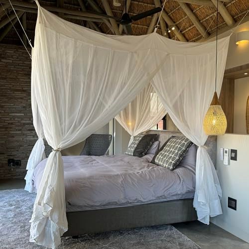 UB-STORE 100% Cotton Bed Canopy for Queen and King Size Bed | Handmade Luxury Mosquito Net Bedroom Curtains | Decorative Rectangular Shape Netting for Home with 4 Doors - Image 3