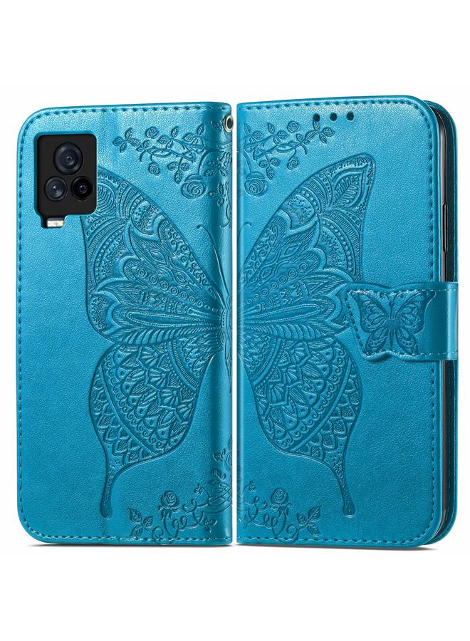 S-TOP Butterfly Love Flowers Embossed Horizontal Flip Leather Case with Holder & Card Slots & Wallet & Lanyard For vivo IQOO 7 - Image 2