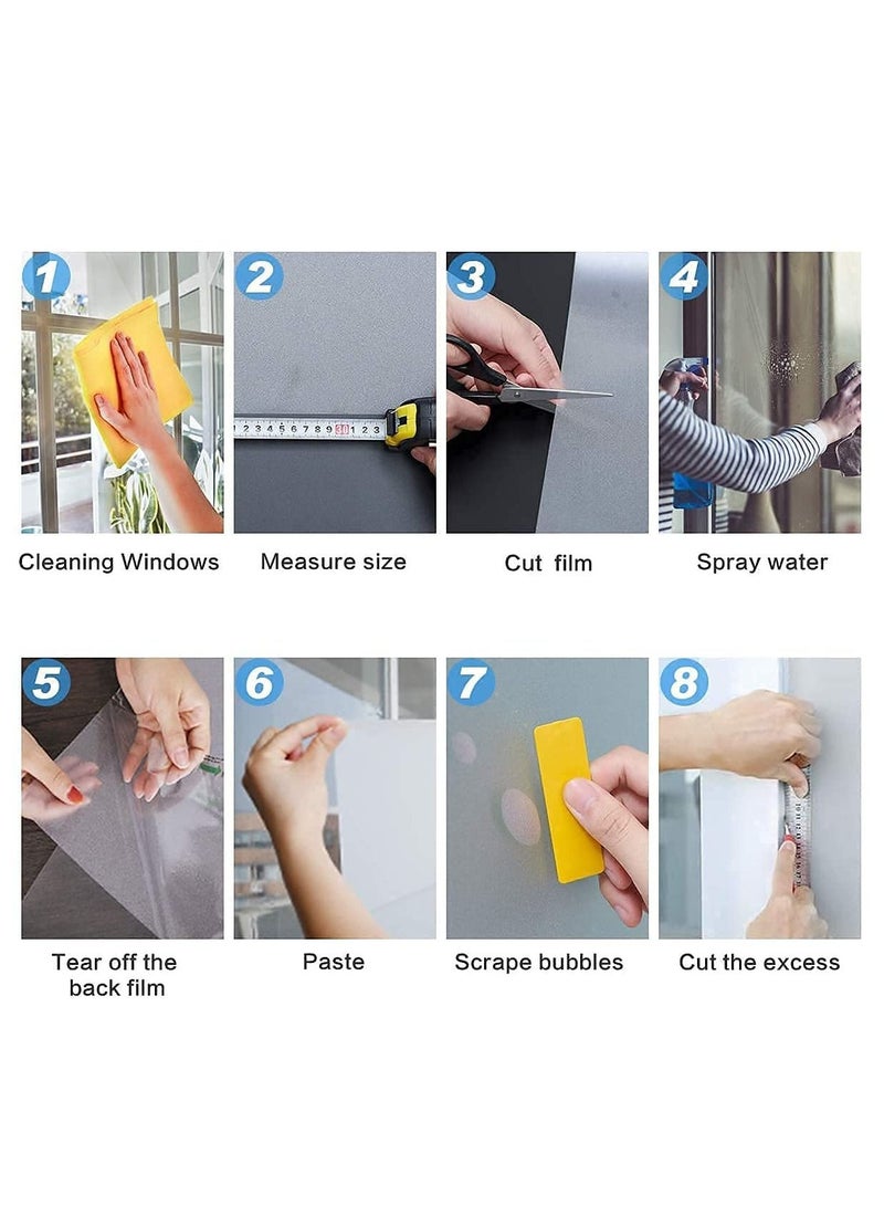 KASTWAVE Window Film Privacy, 3D No Glue Static Decorative Privacy Window Films for Glass, Frosted Window Film in The Bathroom, Balcony, Bathroom, Office, Hotel (17.5 x 118 inch(0.445 x 3 m)) - Image 5