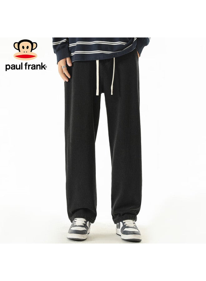 Paul Frank Paul Frank Men's Elastic Waist Loose Wide Leg Jeans Men's Spring Trendy Wide Leg Casual Pants Black Xl  - Image 3
