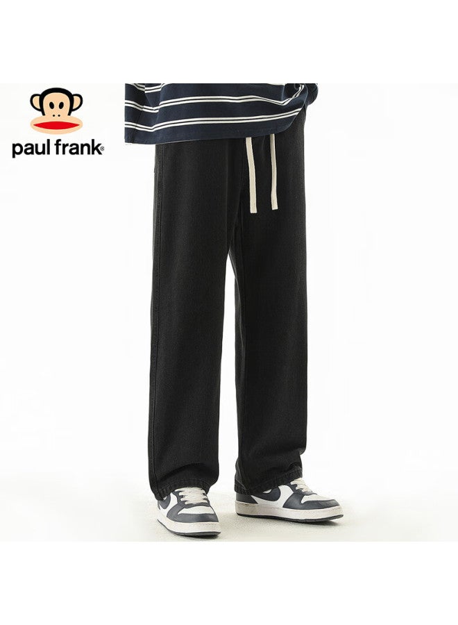 Paul Frank Paul Frank Men's Elastic Waist Loose Wide Leg Jeans Men's Spring Trendy Wide Leg Casual Pants Black Xl  - Image 2