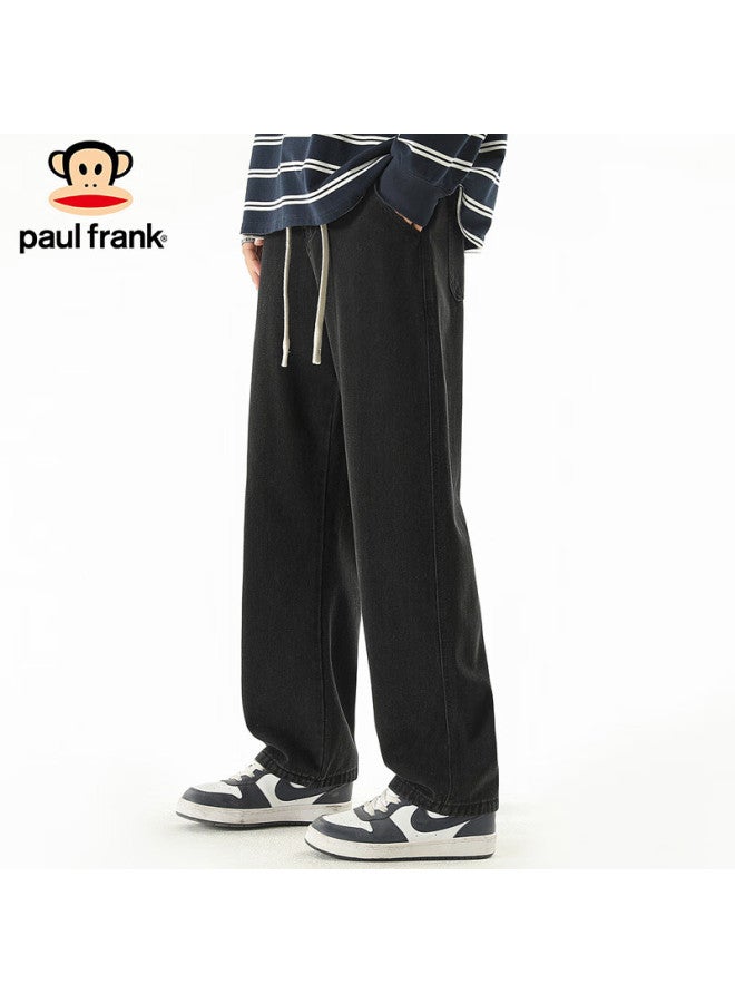 Paul Frank Paul Frank Men's Elastic Waist Loose Wide Leg Jeans Men's Spring Trendy Wide Leg Casual Pants Black Xl  - Image 4