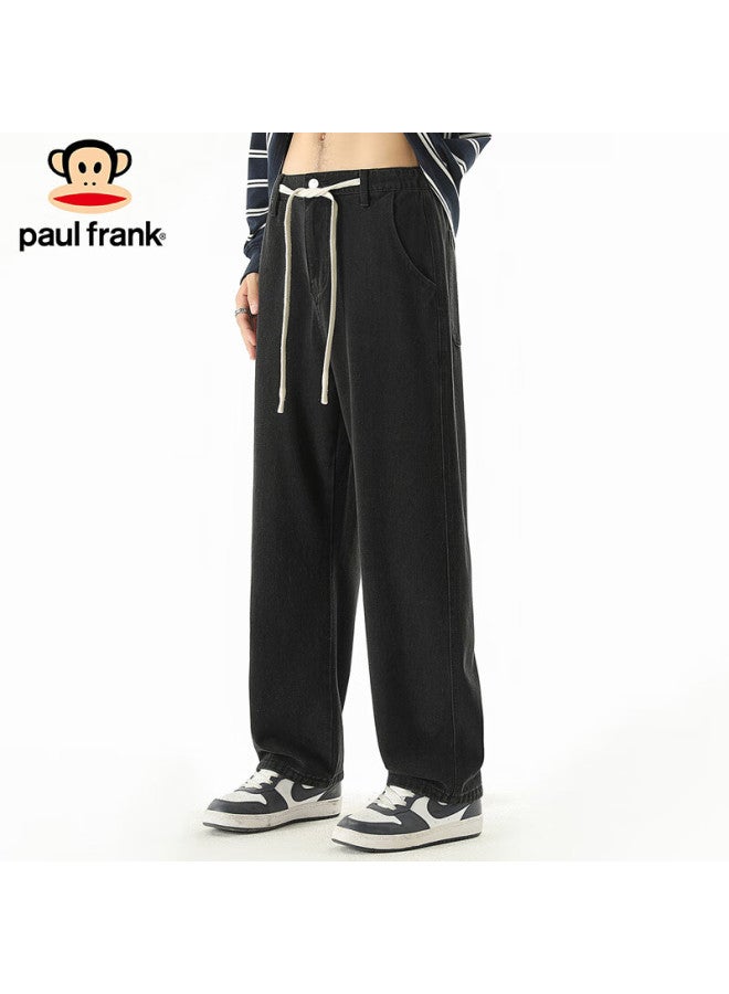 Paul Frank Paul Frank Men's Elastic Waist Loose Wide Leg Jeans Men's Spring Trendy Wide Leg Casual Pants Black Xl  - Image 5