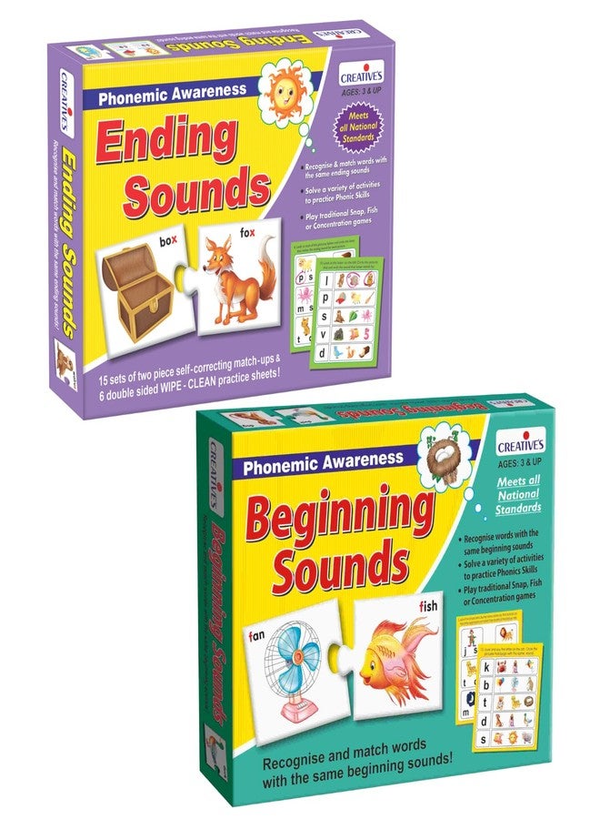 Creative's Beginning Sounds + Ending Sounds Combo Pack, Phonemic Awareness, Education Match-up Fun Game, Educational Games for, Puzzle Games for Preschool Kids, Kindergarten Toddler - Ages- 3 & Up - Image 1