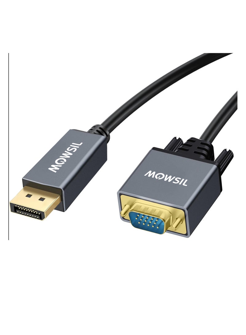 MOWSIL DisplayPort to VGA Cable 2Mtr,Supported Resolution 1080P@60Hz,Aluminum Alloy Body and Gold Plated Connector - Image 1
