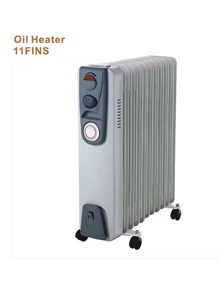 Microplus Oil Electric Heater, 3 Heat Setting 11 Fins, Portable Space Heater With Universal Wheels, Adjustable Thermostat, Overheat &Tip-Over Protection PS-784 - Image 2