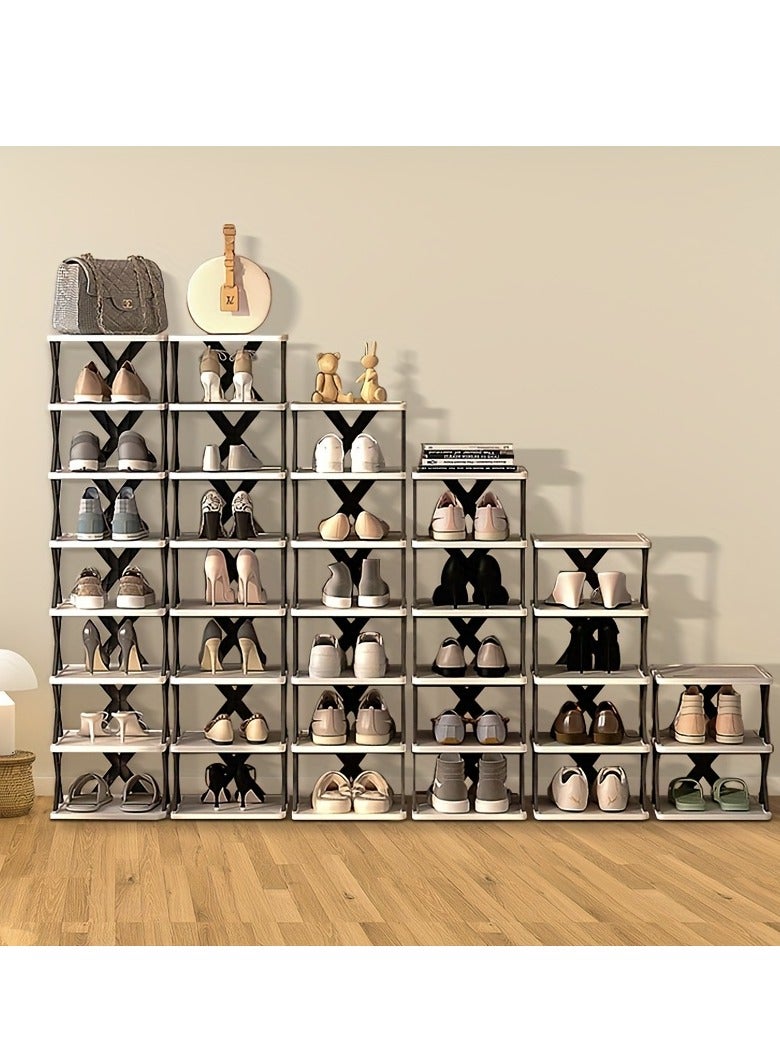 XiuWoo 9-tier shoe rack, space-saving vertical shoe rack, tall and narrow shoe rack for entryway, closet, hallway, bathroom, dormitory, plastic stackable shoe rack, easy to assemble, white - Image 4