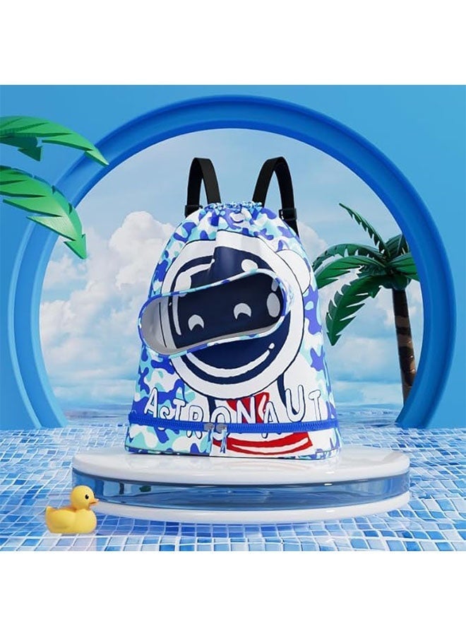 Ailily Children's Swimming Backpack Kids Swimming Bag Beach Swimming Backpack Kids Dry Wet Swim Backpack for Swimmers Children's Sports Storage Bag with Silicone Swim Cap,Swimming Goggles,Earplugs and Nose Clip Set - Image 4