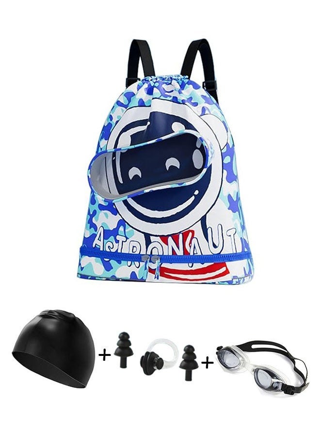 Ailily Children's Swimming Backpack Kids Swimming Bag Beach Swimming Backpack Kids Dry Wet Swim Backpack for Swimmers Children's Sports Storage Bag with Silicone Swim Cap,Swimming Goggles,Earplugs and Nose Clip Set - Image 1