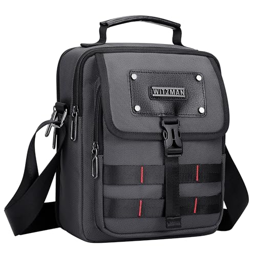WITZMAN Crossbody Bag for Men Lightweight Man Purse Messenger Bag Casual Satchel Nylon Shoulder Bag for Work Traveling(B708 Silvery Grey) - Image 1