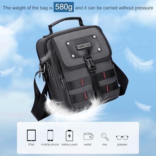 WITZMAN Crossbody Bag for Men Lightweight Man Purse Messenger Bag Casual Satchel Nylon Shoulder Bag for Work Traveling(B708 Silvery Grey) - Image 5