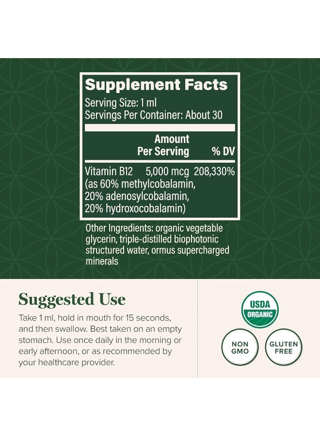 global healing center Global Healing Vitamin B12 Tri-Blend, 5000 Mcg Organic Sublingual Liquid Vitamin Drops - Image 3
