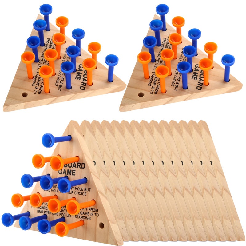 Haconba 16 Packs Wooden Peg Game Tricky Triangle Peg Board Game Family Wood Puzzles Strategy Toy for Kids Adult Family Travel Gathering Jump Games - Image 3