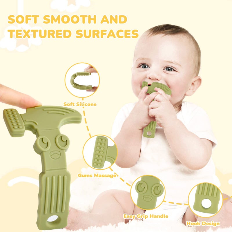 TYRY.HU Baby Teething Toys for Babies 0-6 Months 6-12 Months, BPA Free Silicone Baby Molar Teether Chew Toys, Hammer Wrench Spanner Pliers for Boys Girls, Soft-Textured, Easy to Hold & Clean, 4 Packs - Image 3