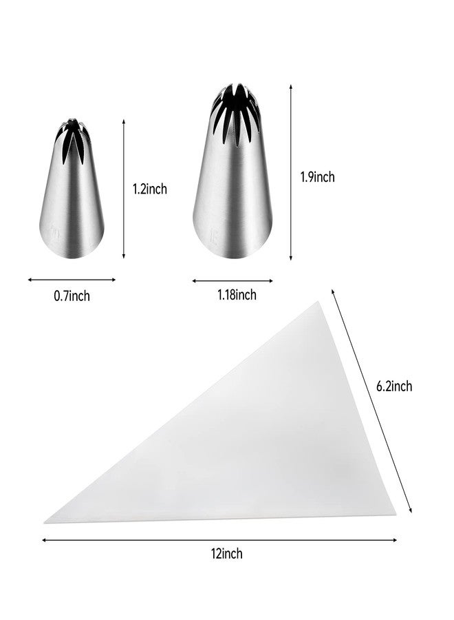 Kasmoire 8Pcs Large Piping Tips Set,Stainless Steel Icing Tips with 10 Disposable Pastry Bags for Cake Decorating - Image 3