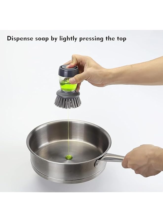PROMASS 1pc Multifunctional Pot and Dish Cleaning Brush with Soap Dispenser - Durable Plastic Scrub Brush for Kitchen Sink, Pans, Saucepans - Uncharged Manual Operation Dishwashing Tool - Image 3