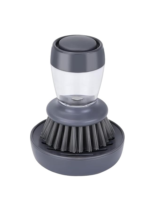 PROMASS 1pc Multifunctional Pot and Dish Cleaning Brush with Soap Dispenser - Durable Plastic Scrub Brush for Kitchen Sink, Pans, Saucepans - Uncharged Manual Operation Dishwashing Tool - Image 1