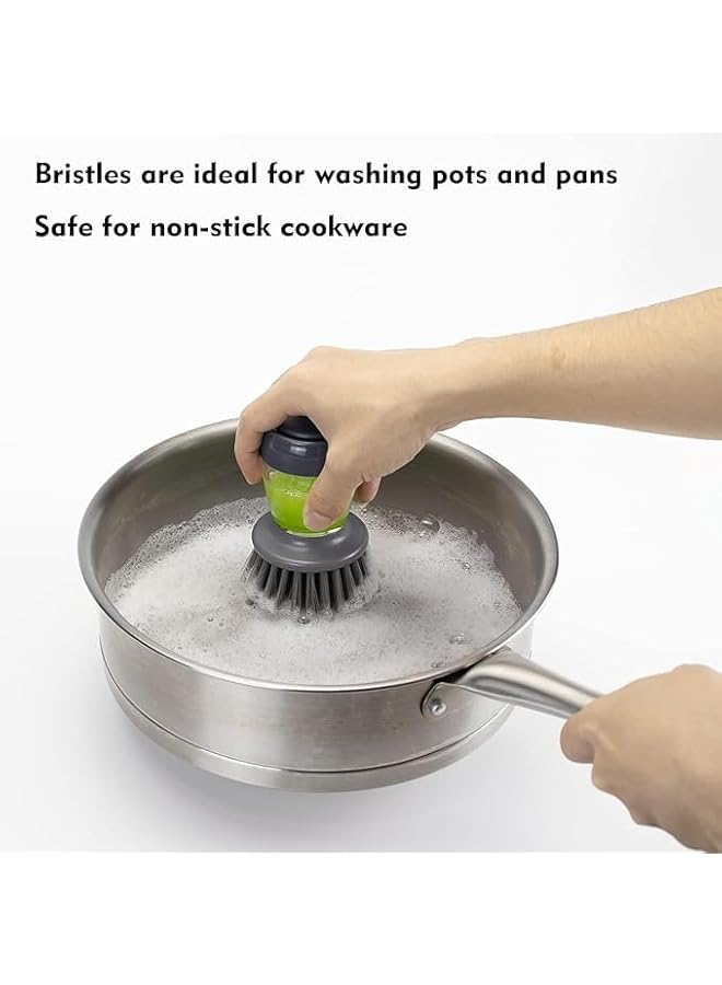 PROMASS 1pc Multifunctional Pot and Dish Cleaning Brush with Soap Dispenser - Durable Plastic Scrub Brush for Kitchen Sink, Pans, Saucepans - Uncharged Manual Operation Dishwashing Tool - Image 4
